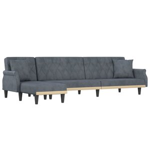 vidaXL Canapé-lit en forme de L gris 271x140x70 cm velours