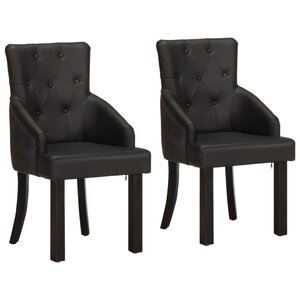 vidaXL Chaises à manger lot de 2 noir cuir de chèvre véritable