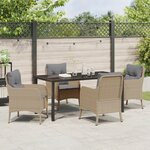 vidaXL Ensemble de salle à manger de jardin 5 pièces avec coussins beige poly rotin