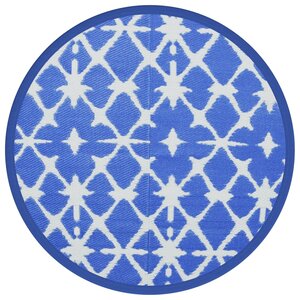 vidaXL Tapis d'extérieur ARAKIL bleu et blanc Ø200 cm PP