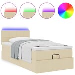 vidaXL Cadre de lit ottoman avec matelas crème 90x190 cm tissu