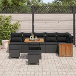 vidaXL Ensemble de canapé de jardin avec coussin 9 Pièces Noir