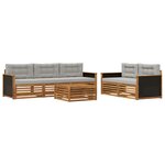 vidaXL Ensemble de canapés d'extérieur 6 Pièces Naturel et gris clair