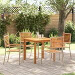 Ensemble de salle à manger de jardin 5 pièces en poly rotin beige et acacia