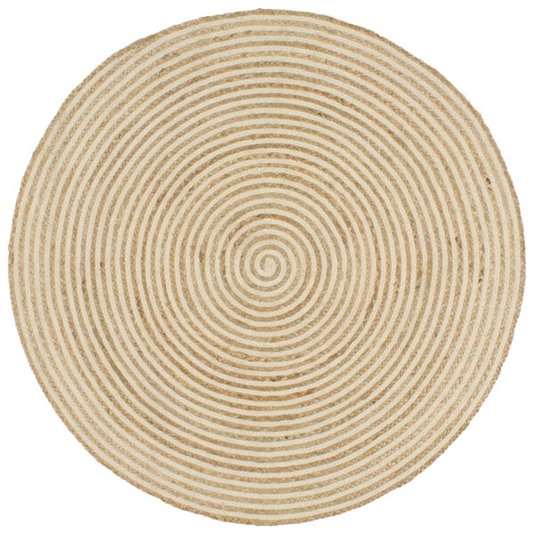 vidaXL Tapis fait à la main Jute avec design de spirale Blanc 120 cm
