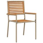 Ensemble de repas de jardin vidaXL 5 pièces Beige Poly Rattan Acacia