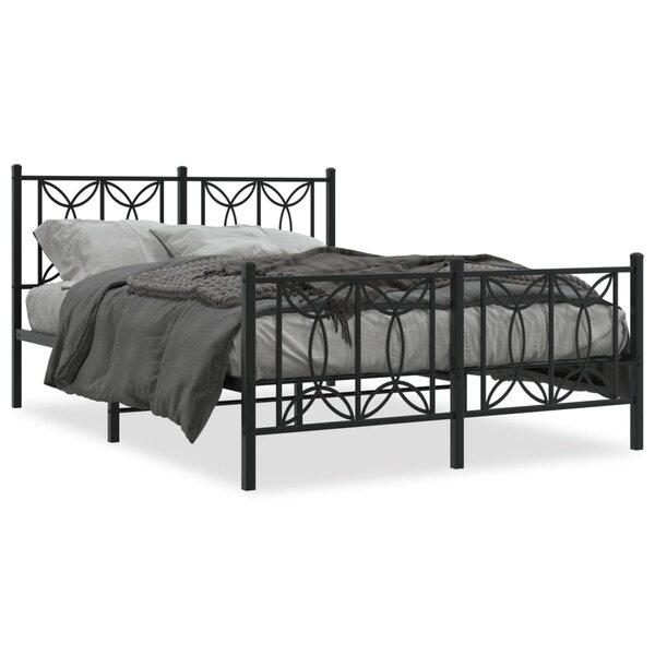 vidaXL Cadre de lit métal sans matelas avec pied de lit noir 135x190cm
