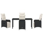 vidaXL Ensemble de 5 pièces de jardin avec coussins noirs en poly rattan