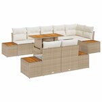 vidaXL Ensemble de salle à manger pour jardin 9 Pièces Beige  Crème