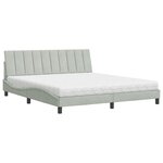 vidaXL Lit avec matelas Hanko gris clair 180x200 cm velours