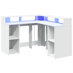 vidaXL Bureau avec lumières LED blanc 130x130x91 cm bois d'ingénierie