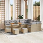 vidaXL Ensemble de canapé de jardin 13 pièces avec coussins Beige Poly Rattan Acacia