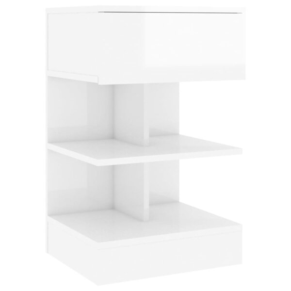 vidaXL Table de chevet Blanc brillant 40x35x65 cm Bois d’ingénierie