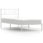 vidaXL Cadre de lit métal sans matelas avec tête de lit blanc 90x200cm