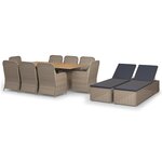 vidaXL Ensemble à Manger de jardin 11Pièces poly rotin et bois solide