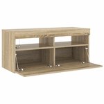 vidaXL Meuble TV avec lumières LED chêne sonoma 90x35x40 cm