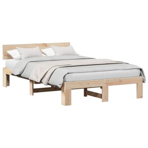 vidaXL Cadre de lit avec tête de lit Naturel 140 x 190 cm Pin massif