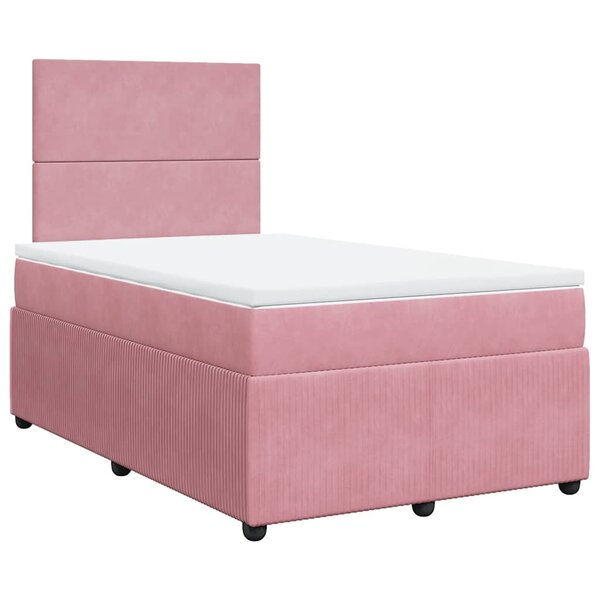vidaXL Sommier à lattes de lit avec matelas rose 120x190 cm velours