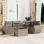 vidaXL Salon de jardin avec coussins 6 Pièces beige résine tressée
