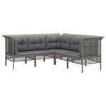 Salon de jardin meuble d'extérieur ensemble de mobilier 5 pièces avec coussins gris résine tressée 02_0016413