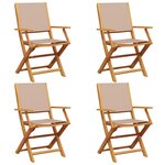 vidaXL Chaises de jardin pliantes lot de 4 taupe tissu et bois massif