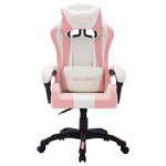 Chaise fauteuil siège pivotante de bureau informatique étude de jeux vidéo avec LED RVB Rose et similicuir rose 02_0024212