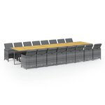 vidaXL Ensemble à manger de jardin 17 Pièces et coussins résine tressée