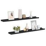 vidaXL Étagères à rebord pour cadre photo 2 Pièces Noir 80x9x3 cm MDF