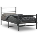 vidaXL Cadre de lit métal sans matelas avec pied de lit noir 90x190 cm