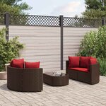 vidaXL Salon de jardin avec coussins 5 Pièces marron résine tressée