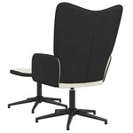 vidaXL Chaise de relaxation avec tabouret Blanc crème Velours et PVC