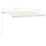 vidaXL Auvent automatique rétractable avec poteaux 4x3 5 m Crème