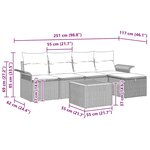 vidaXL Ensemble de canapé de jardin 6 Pièces Gris Poly rotin