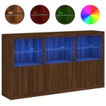 vidaXL Buffet avec lumières LED chêne marron 181 5x37x100 cm