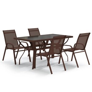 vidaXL Ensemble à manger de jardin 5 Pièces Marron et noir