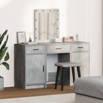 Ensemble de coiffeuse 3 pièces avec LED en bois d'ingénierie gris béton