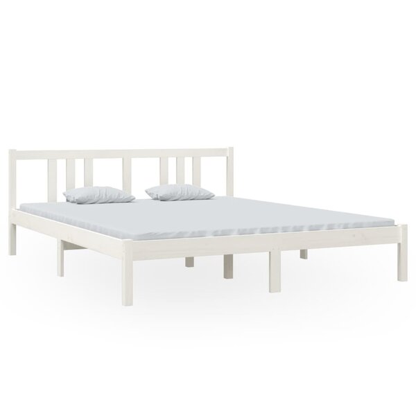 vidaXL Cadre de lit Blanc Bois massif 160x200 cm