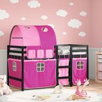vidaXL Lit mezzanine enfants avec tunnel sans matelas rose 80x200 cm