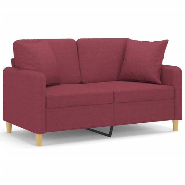 vidaXL Canapé 2 places avec oreillers bordeaux 120 cm tissu