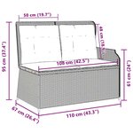 vidaXL Banc de jardin avec coussin Gris Poly rotin