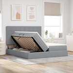 vidaXL Lit de rangement LED avec matelas Gris clair 180 x 200 cm Tissu