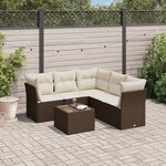 vidaXL Salon de jardin avec coussins 6 Pièces marron résine tressée