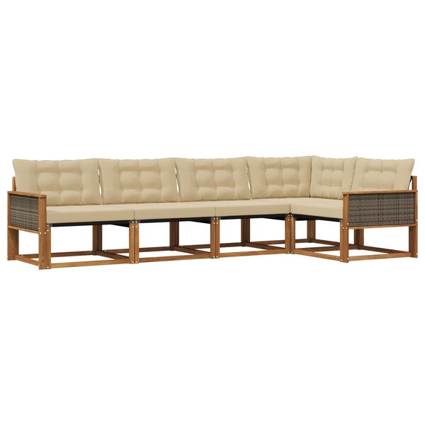 vidaXL Ensemble de canapés d'extérieur 5 pc Naturel et Beige