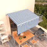 vidaXL Auvent rétractable manuel avec store 3 5x2 5 m Bleu et blanc