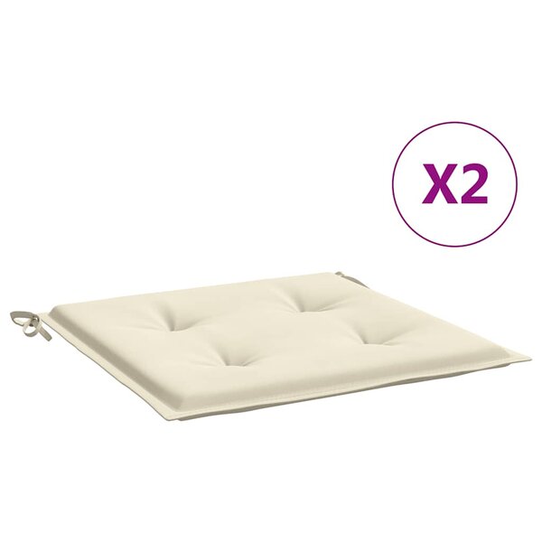 vidaXL Coussins de chaise jardin lot de 2 crème 40x40x4cm tissu oxford