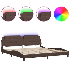 vidaXL Cadre de lit avec LED sans matelas Zadar marron 200x200 cm