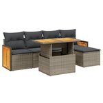 vidaXL Salon de jardin 6 Pièces avec coussins gris résine tressée
