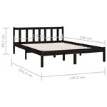 vidaXL Cadre de lit sans matelas noir bois massif 140x190 cm