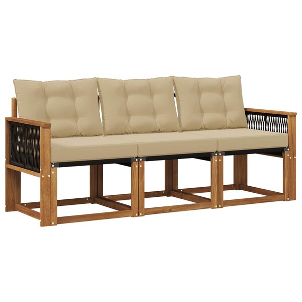vidaXL Ensemble de canapés d'extérieur 3 pc Naturel et Beige