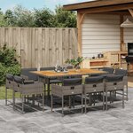 vidaXL Ensemble à manger de jardin 11Pièces avec coussins gris poly rotin